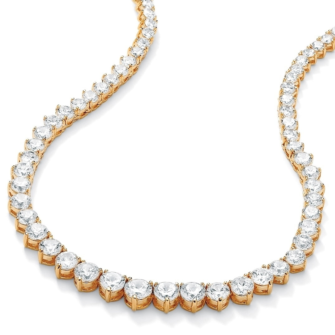 26.23 TCW Round Cubic Zirconia 14k Gold-Plated Eternity Necklace 16" Image 1
