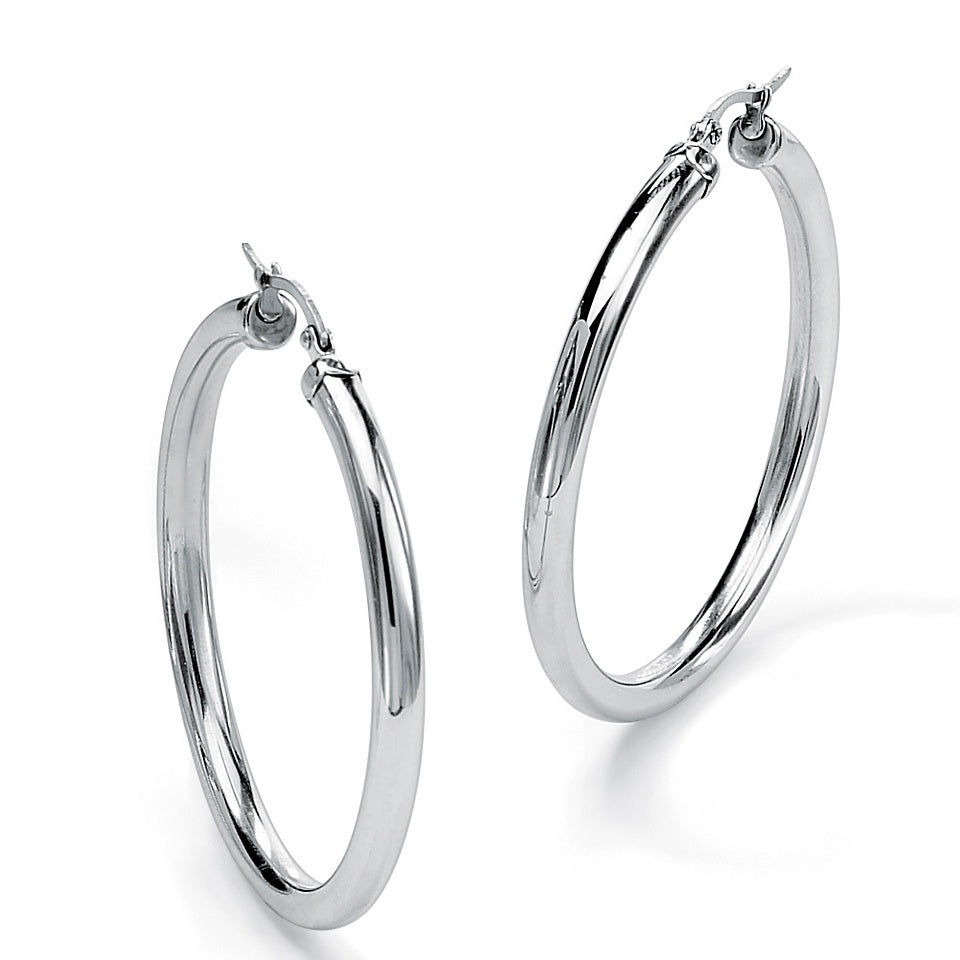 Stainless Steel Tubular Hoop Earrings 2 3/4" Diameter Image 1