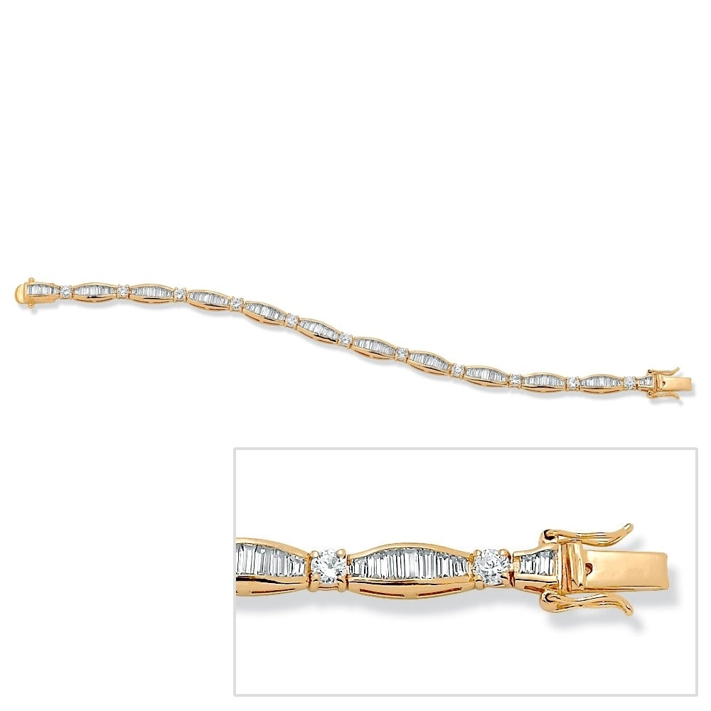7.50 TCW Round and Baguette Cubic Zirconia 14k Yellow Gold-Plated Tennis Bracelet 7 1/4" Image 4