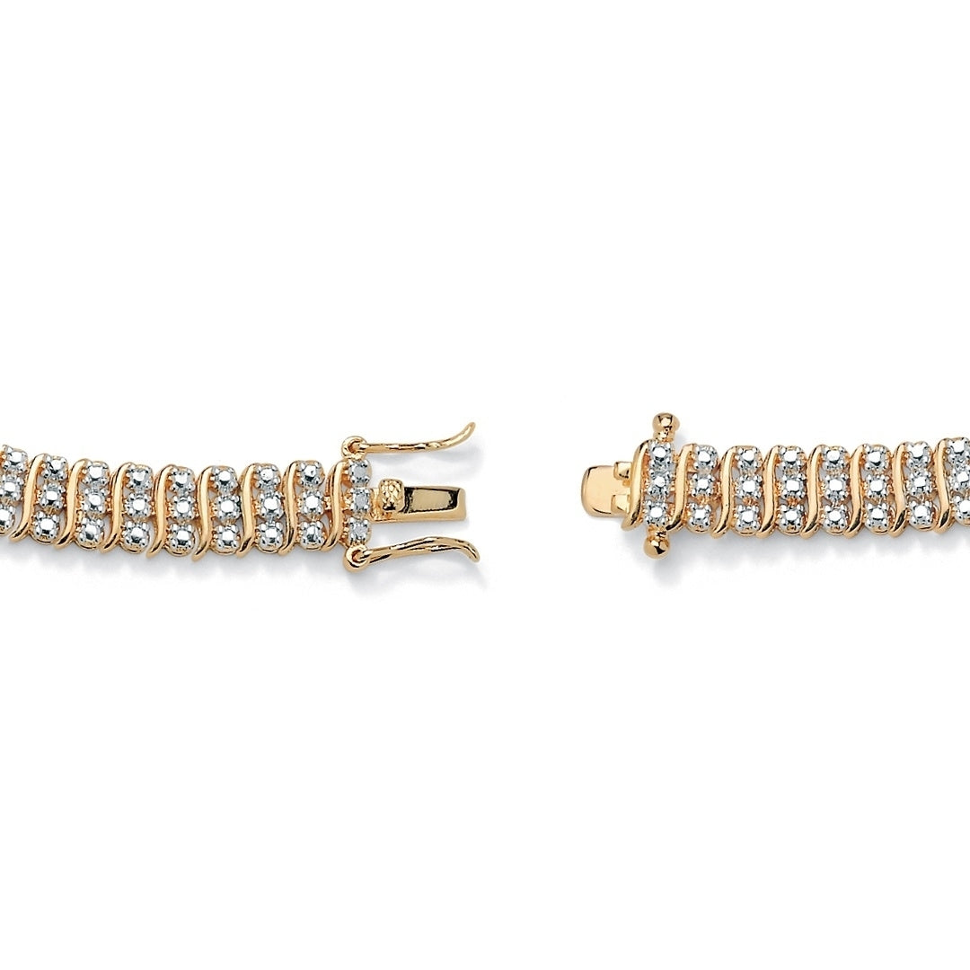 Diamond Accented S-Link Tennis Bracelet 14k Gold-Plated 8" Image 2