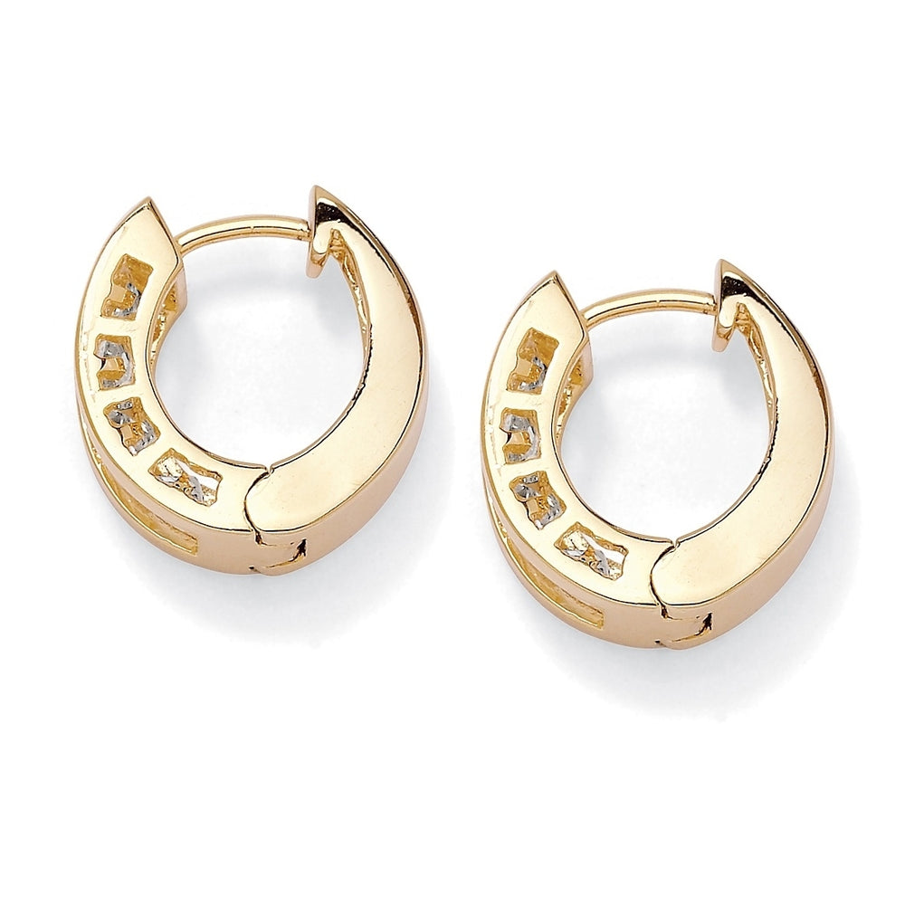 2.96 TCW Princess-Cut Cubic Zirconia 14k Gold-Plated Huggie-Style Hoop Earrings Image 2