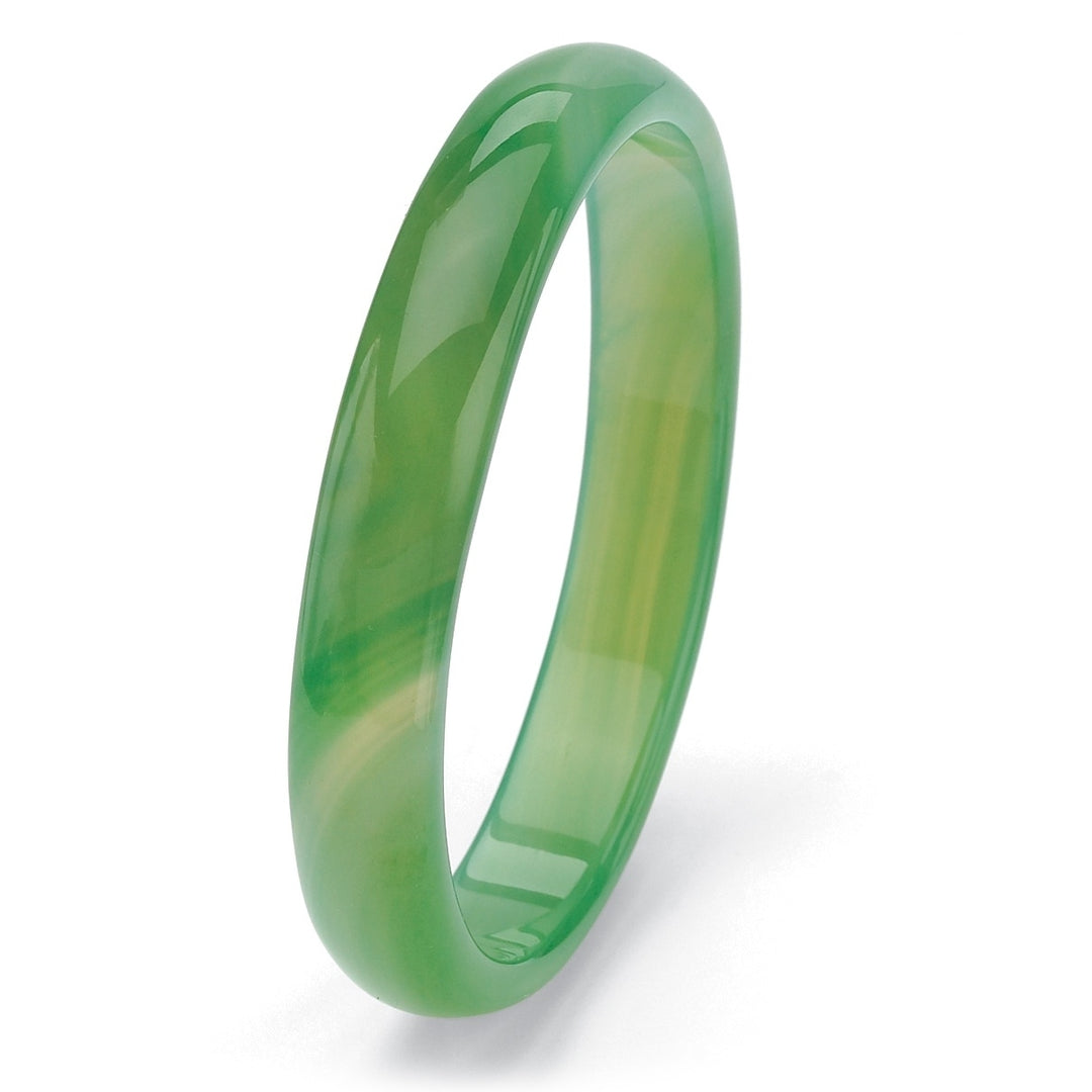 Genuine Green Agate Bangle Bracelet 9" Image 1