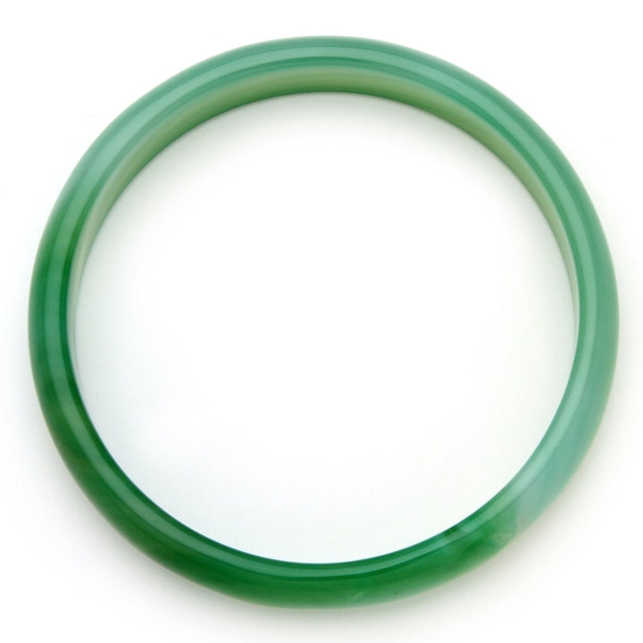 Genuine Green Agate Bangle Bracelet 9" Image 2