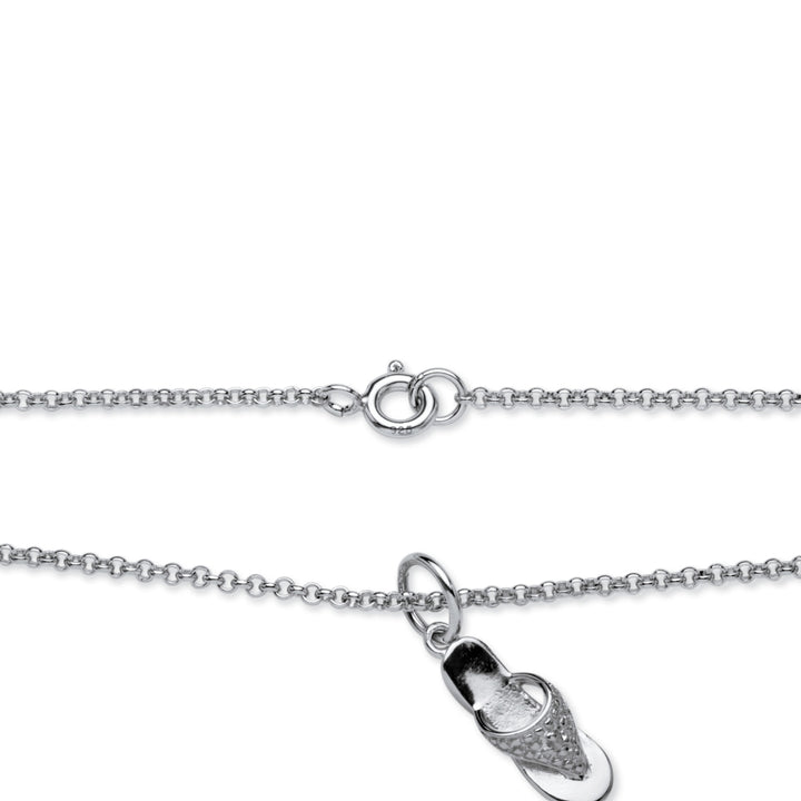 Diamond Accent Platinum over Silver 9" Flip-Flop Ankle Bracelet and Toe Ring Set Image 2