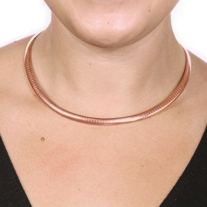 Rose Gold-Plated Omego-Link Choker Necklace 18" Image 3