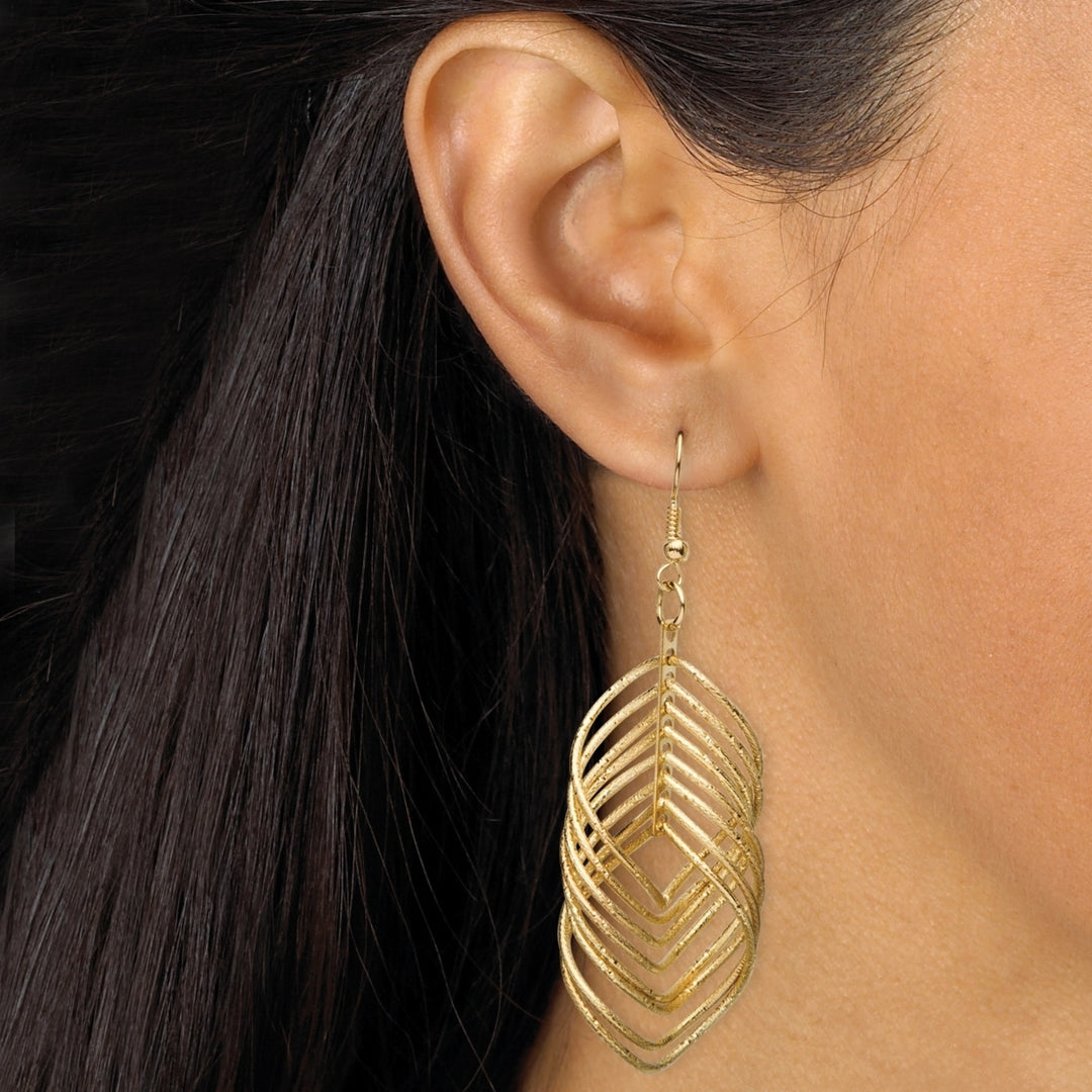 2 Pairs of Multi-Chain Drop Earrings Set in Yellow Gold Tone Image 3