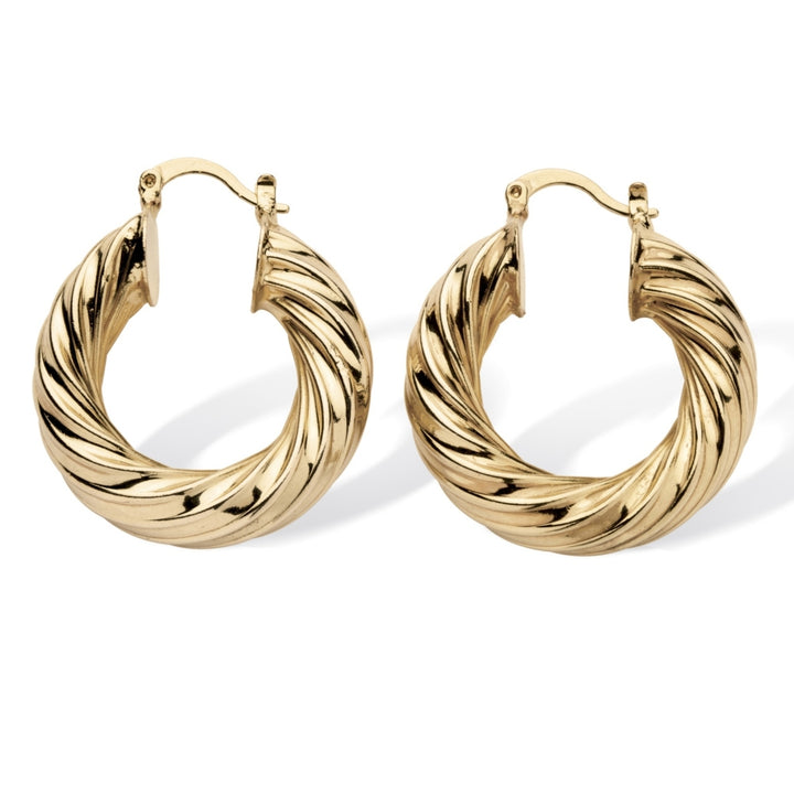 Twist Hoop Earrings Gold Tone Image 2
