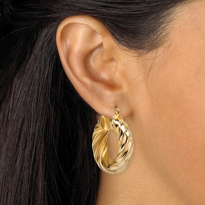 Twist Hoop Earrings Gold Tone Image 3