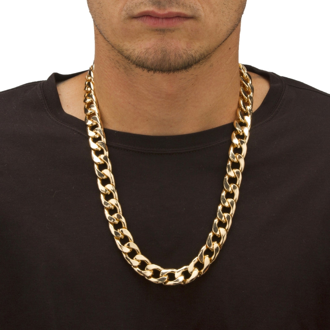 Mens Curb-Link Necklace in Yellow Gold Tone Image 3