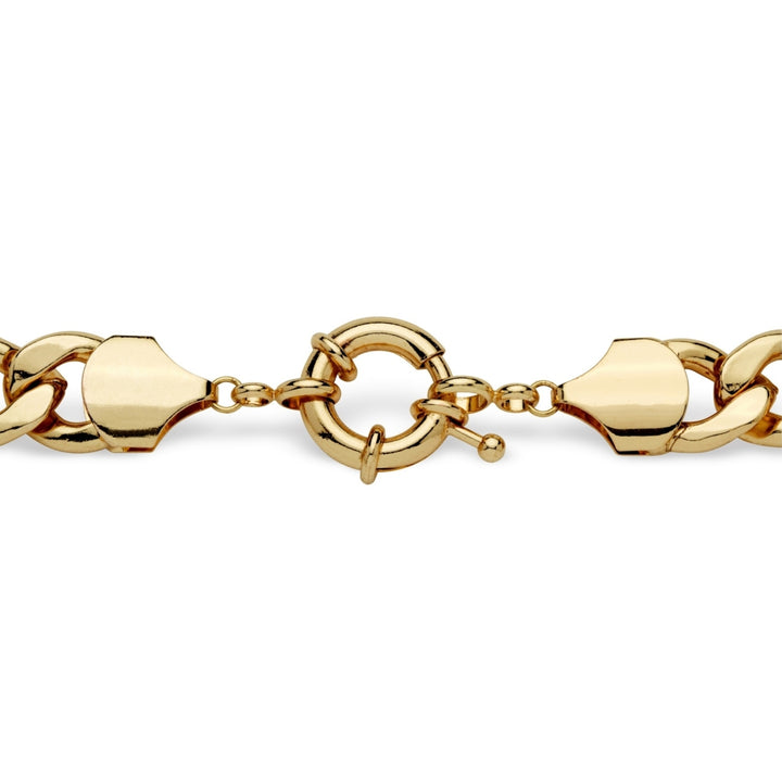 3 Piece Curb-Link Crystal I.D. NecklaceBracelet And Drop Earrings Set in Yellow Gold Tone Image 2