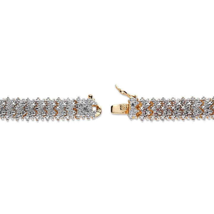 1/4 TCW Diamond Snake-Link Bracelet 18k Gold-Plated Image 2