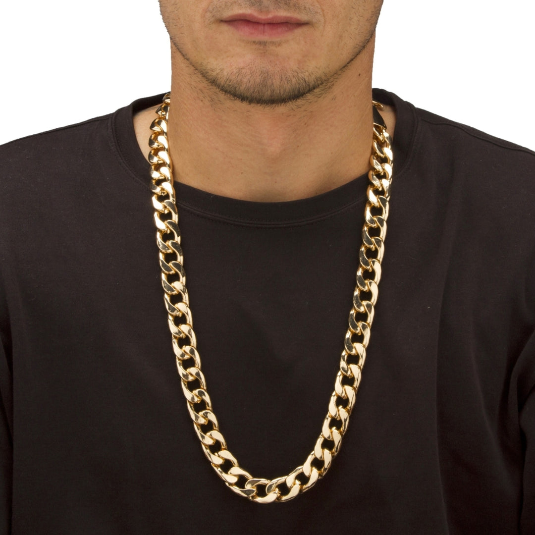 Mens 15 mm Curb-Link Necklace in Gold Tone 30" Image 3