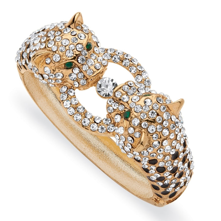 Pave Crystal Leopard Three-Piece NecklaceEarrings and Bangle Set in Gold Tone Image 4