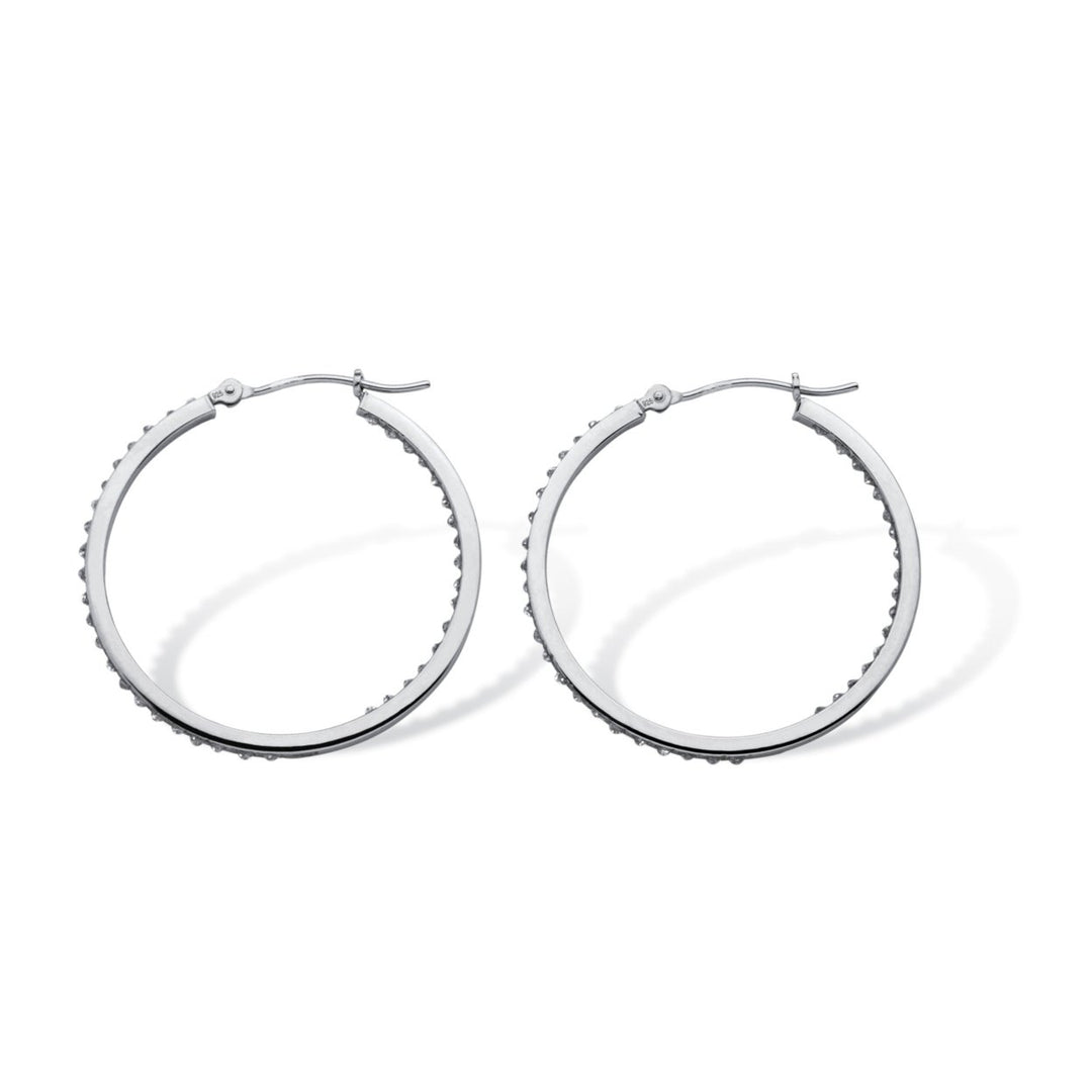 Diamond Fascination Bernish-Set Inside-Out Hoop Earrings in Platinum over .925 Sterling Silver Image 2