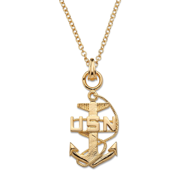 Navy Pendant Necklace 14k Gold-Plated 20" Image 1