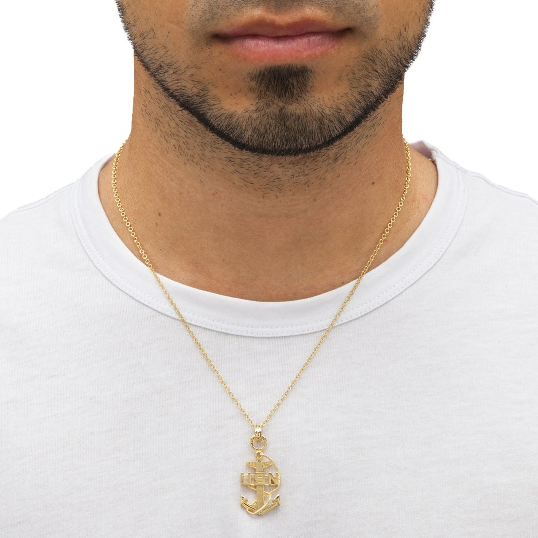 Navy Pendant Necklace 14k Gold-Plated 20" Image 4