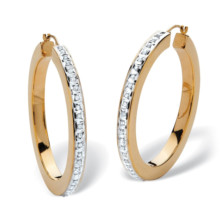 Diamond Fascination 14k Gold Nano Diamond Resin Filled Hoops Image 1