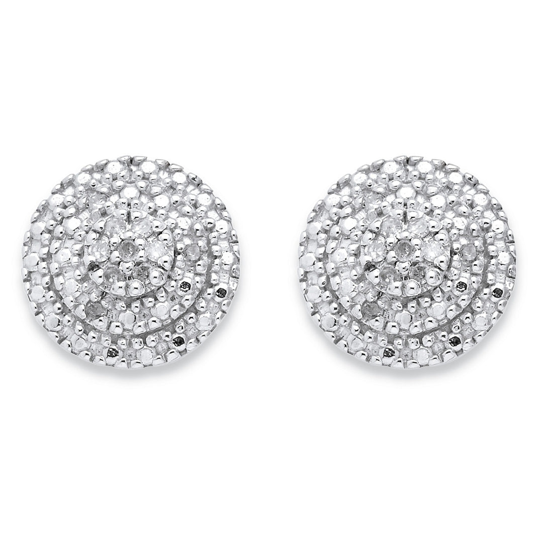 1/10 TCW Round Diamond Cluster Stud Earrings in 18k Yellow Gold over Sterling Silver Image 1