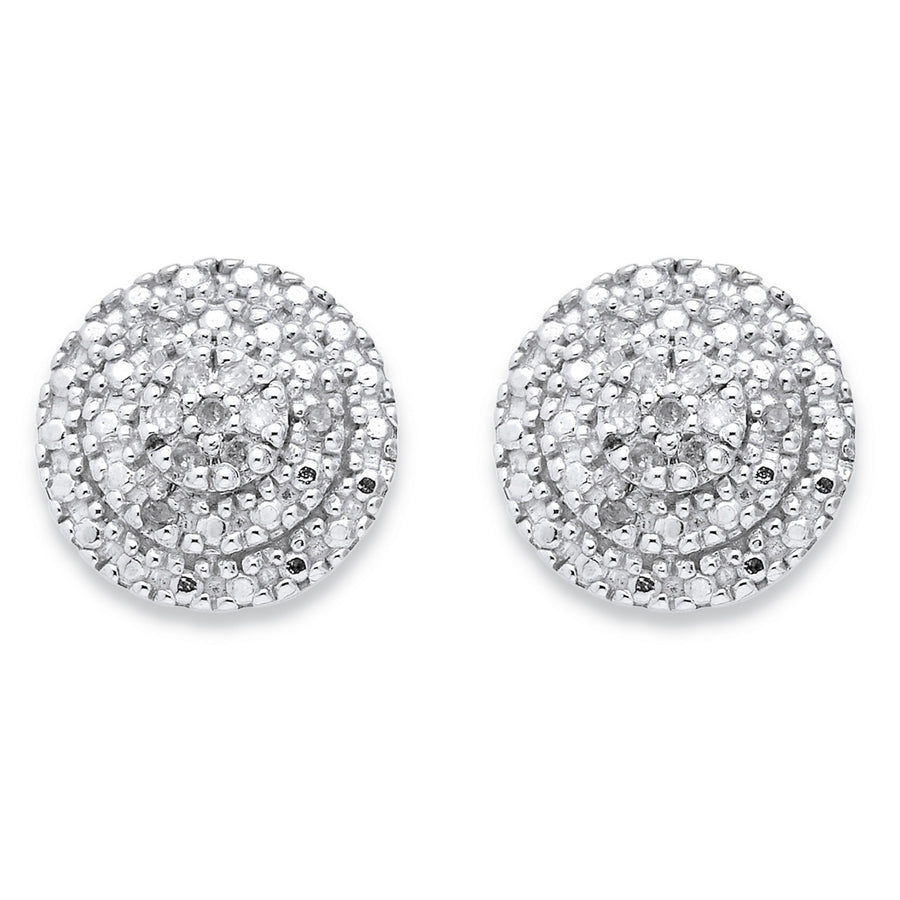 1/10 TCW Round Diamond Cluster Stud Earrings in 18k Yellow Gold over Sterling Silver Image 1