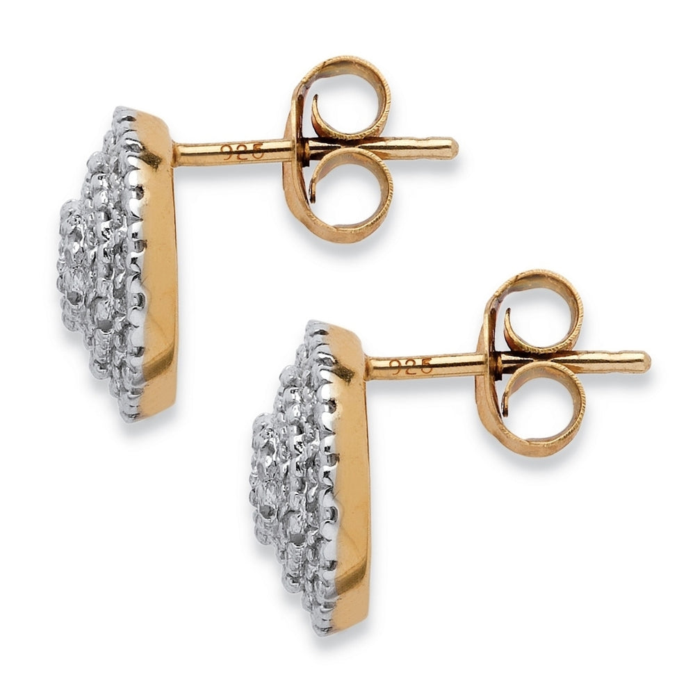 1/10 TCW Round Diamond Cluster Stud Earrings in 18k Yellow Gold over Sterling Silver Image 2