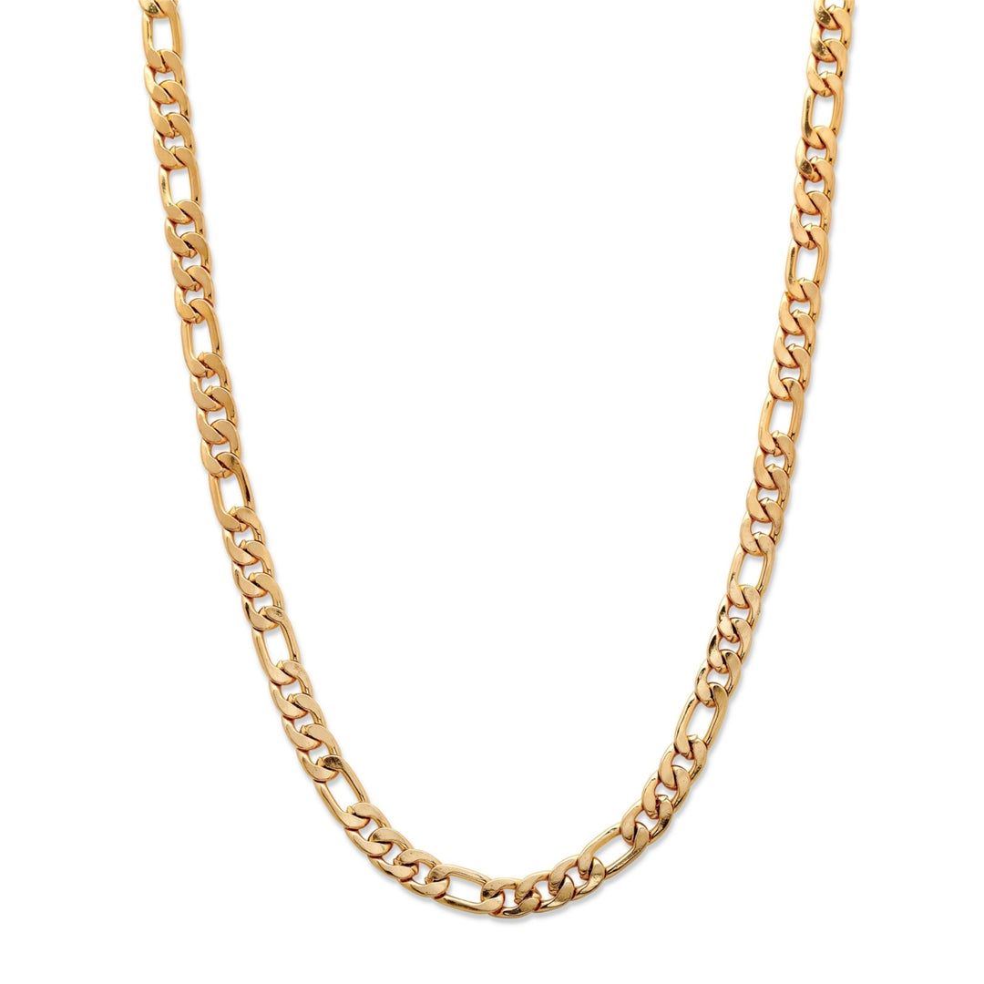 Mens Figaro-Link 6.5 mm Chain Necklace Gold Ion-Plated 22" Image 1