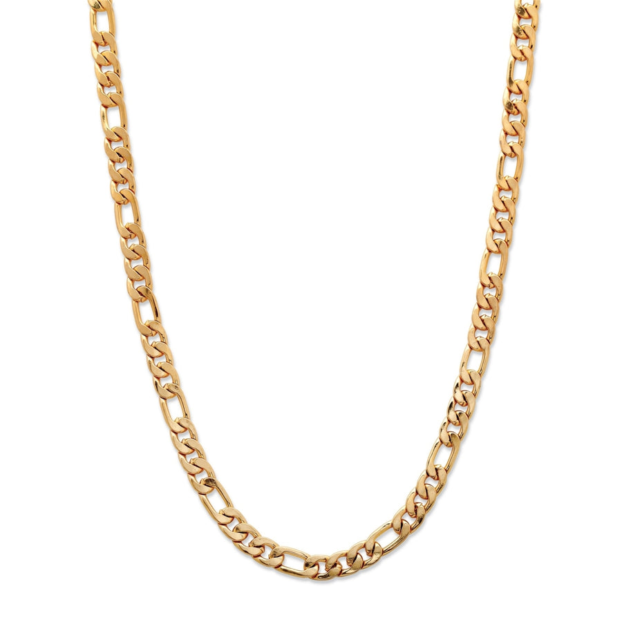 Mens Figaro-Link 6.5 mm Chain Necklace Gold Ion-Plated 22" Image 1