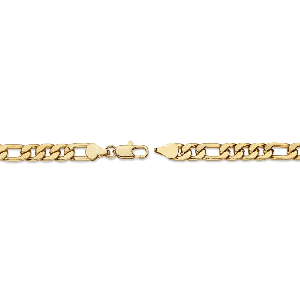 Mens Figaro-Link 6.5 mm Chain Necklace Gold Ion-Plated 22" Image 2