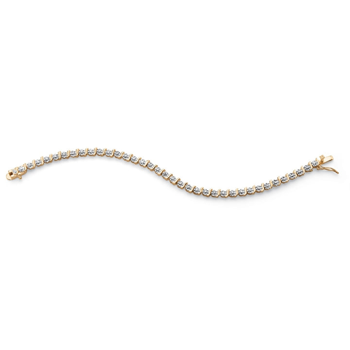 Round Diamond Accent S-Link Tennis Bracelet 18k Yellow Gold-Plated 7.5" Image 4