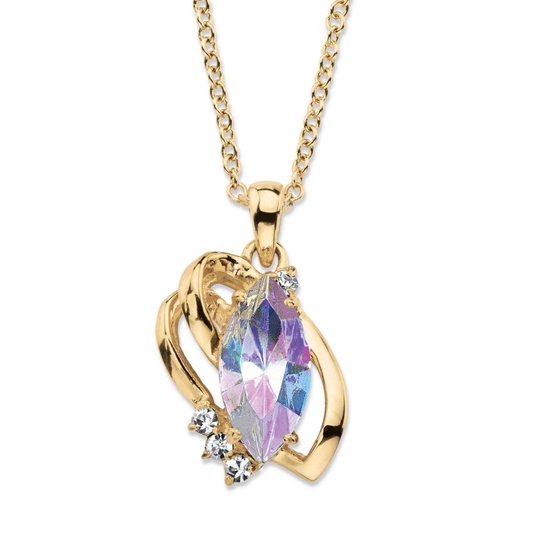 Marquise-Cut Aurora Borealis Crystal Freeform Loop Pendant Necklace 14k Gold-Plated with White Crystal Accents 18" Image 1