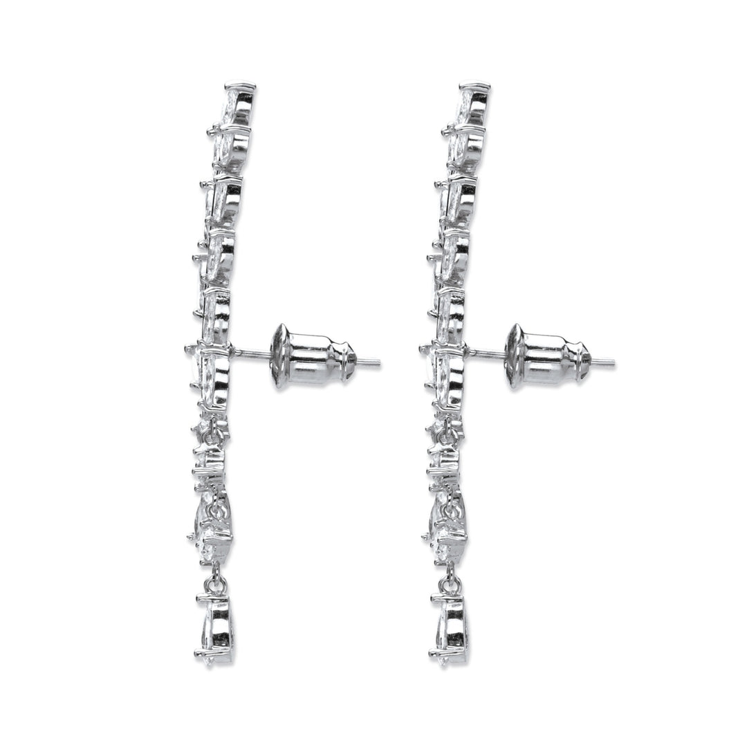 Marquise-Cut Crystal Ear Climber Earrings in Silvertone with Pear Drop Accent Image 2