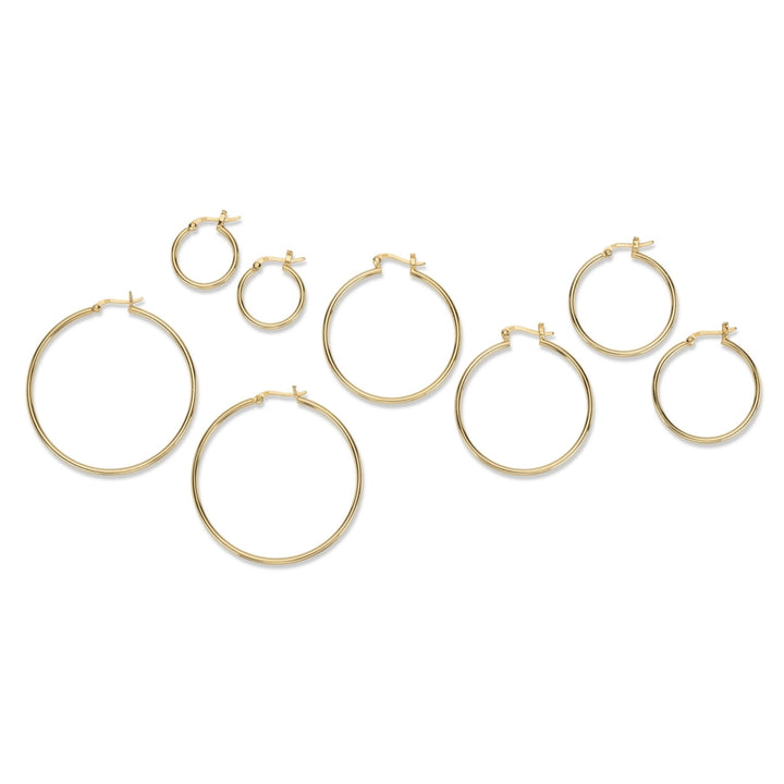 Polished 4-Pair Set of Hoop Earrings in 18k Yellow Gold over Sterling Silver 2" 1.5" 1.25" .75" Image 2