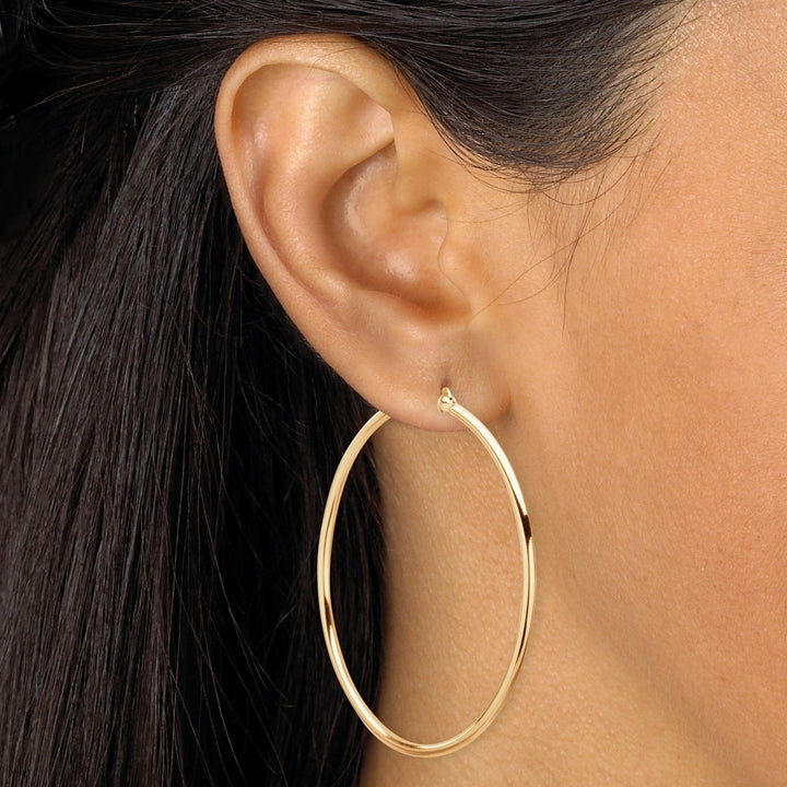 Polished 4-Pair Set of Hoop Earrings in 18k Yellow Gold over Sterling Silver 2" 1.5" 1.25" .75" Image 3