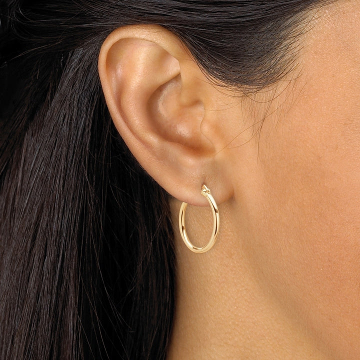 Polished 4-Pair Set of Hoop Earrings in 18k Yellow Gold over Sterling Silver 2" 1.5" 1.25" .75" Image 6