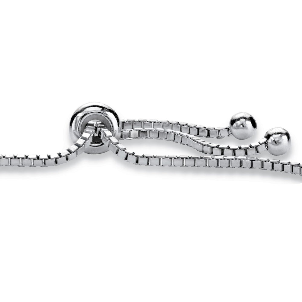 Round Cubic Zirconia Infinity Drawstring Slider Bracelet in .925 Sterling Silver 10" (.21 TCW) Image 2