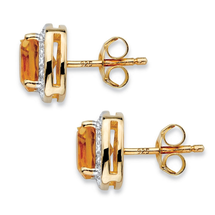 2.58 TCW Genuine Yellow Citrine and Diamond Accent Pave-Style Halo Stud Earrings in 14k Gold over Sterling Silver Image 2