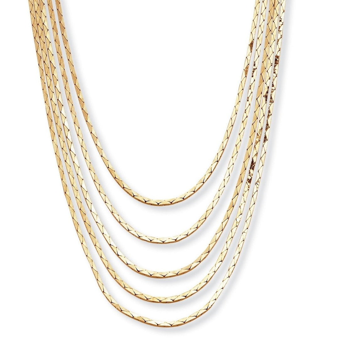 Multi-Strand Cobra-Link Waterfall Necklace in Yellow Gold Tone 30" Image 1