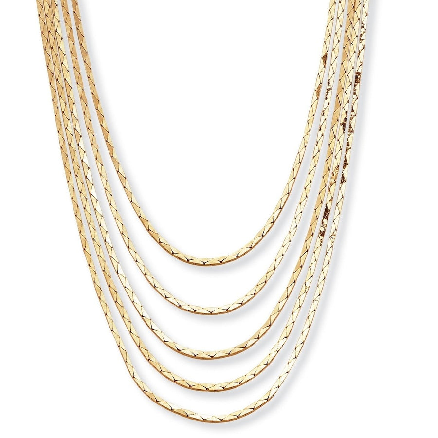 Multi-Strand Cobra-Link Waterfall Necklace in Yellow Gold Tone 30" Image 1