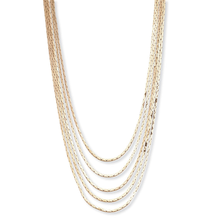 Multi-Strand Cobra-Link Waterfall Necklace in Yellow Gold Tone 30" Image 4