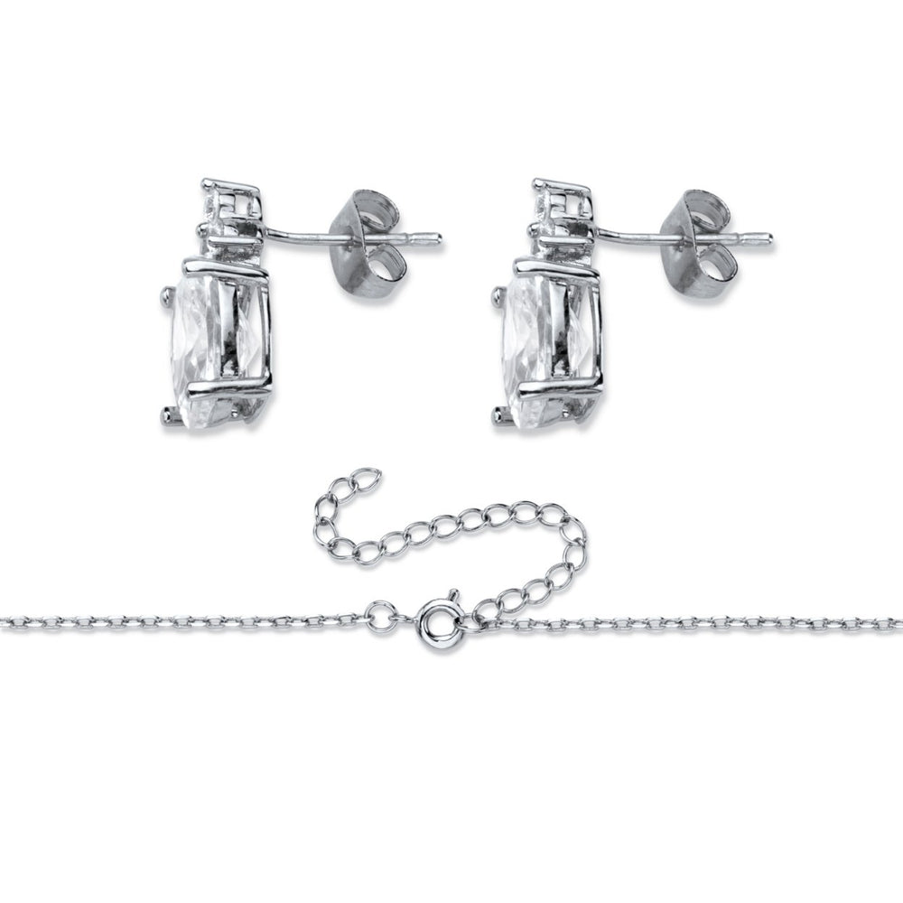 Pear-Cut Cubic Zirconia 2-Piece Earrings and Pendant Necklace Set 13.22 TCW Platinum-Plated 18"-20" Image 2