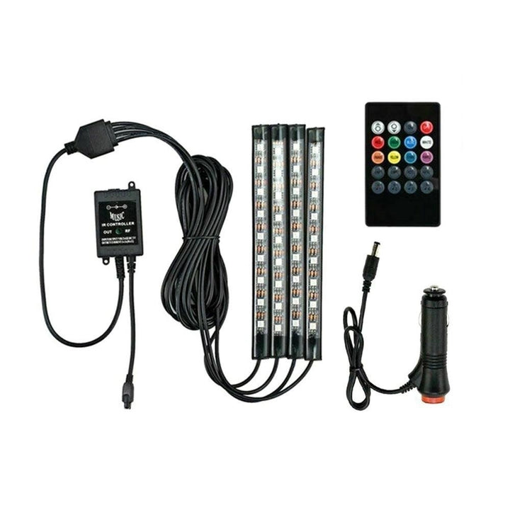 Car Interior RGB Led Strip Lights 5050 IP65 Waterproof Music + Controller Image 1