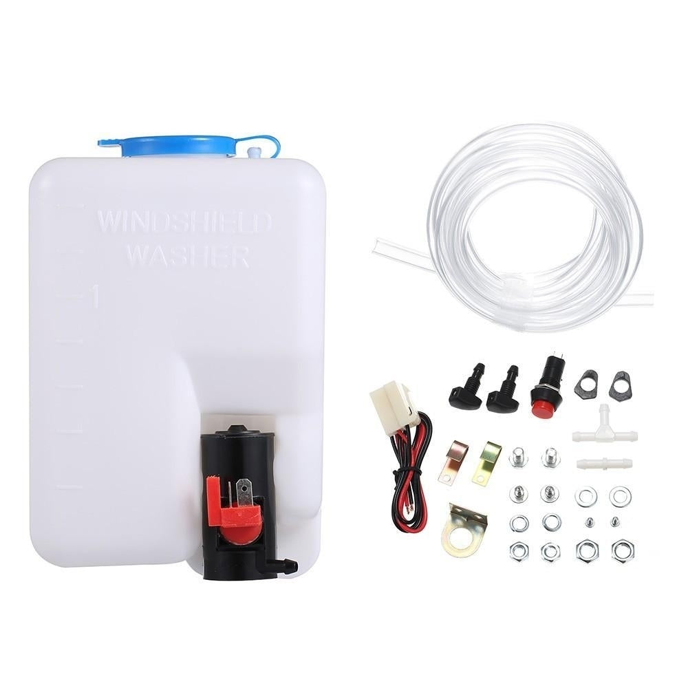 Universal Windscreen Washer Bottle Kit with Pump Hose Jets Wiring Switch Image 4