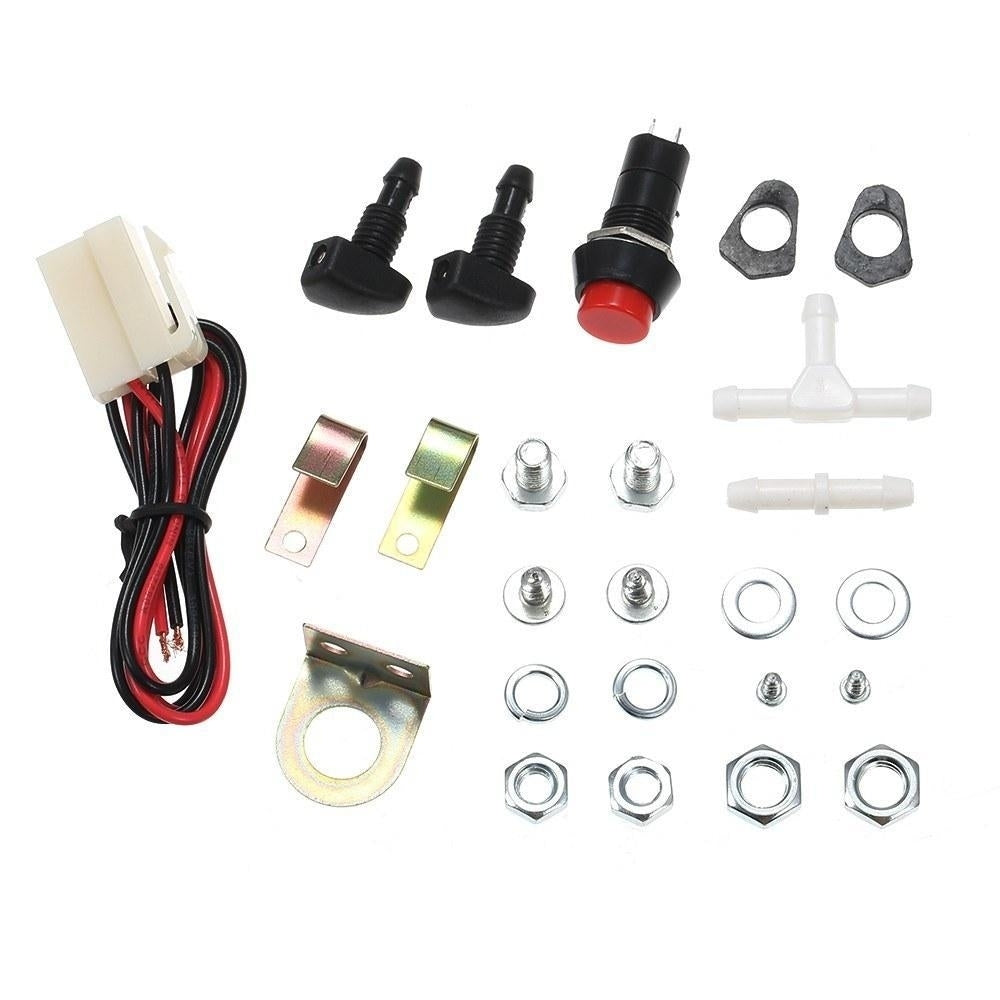 Universal Windscreen Washer Bottle Kit with Pump Hose Jets Wiring Switch Image 7