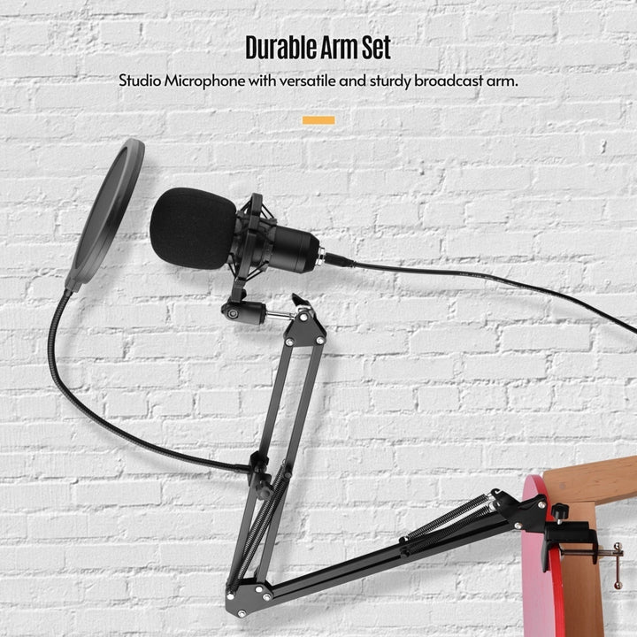 USB Condenser Microphone Set with Desk Mounting Clamp Scissor Arm Stand Pop Filter m*** Shock Mount Cable Image 6