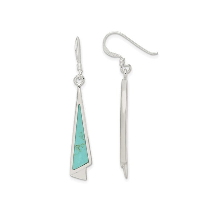 Turquoise Dangling Drop Earrings in Sterling Silver Image 1