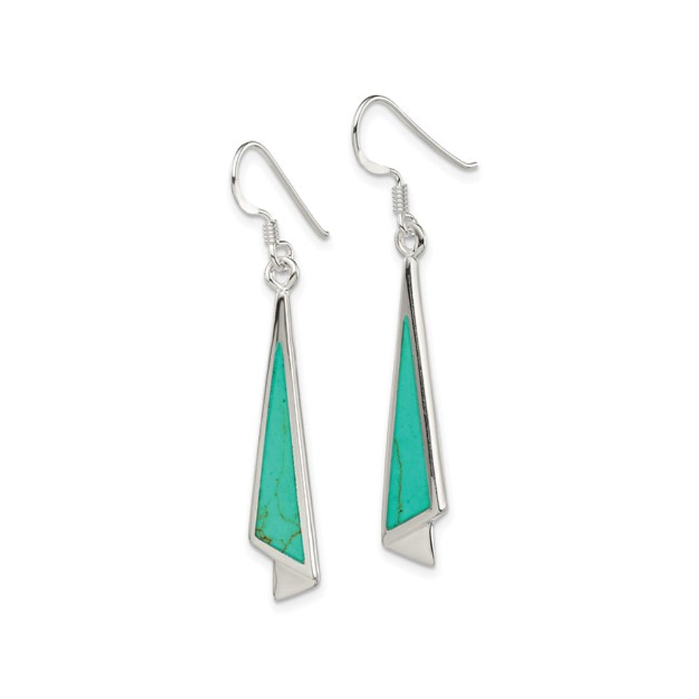 Turquoise Dangling Drop Earrings in Sterling Silver Image 2