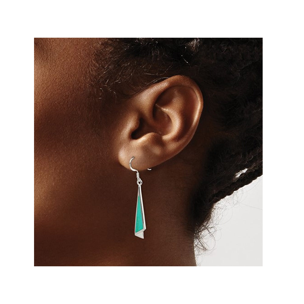 Turquoise Dangling Drop Earrings in Sterling Silver Image 3