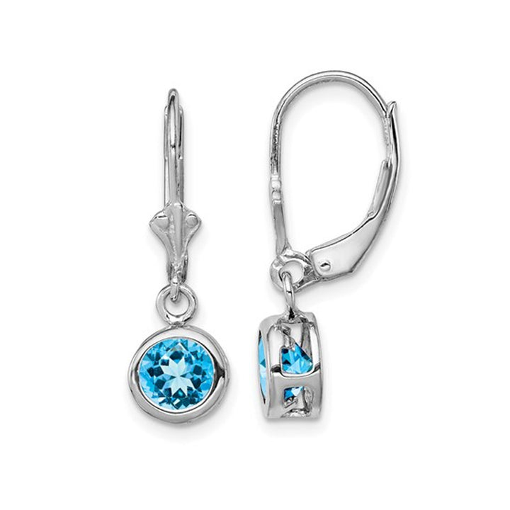 Blue Topaz Drop Earrings 2.00 Carat (ctw) in Sterling Silver Image 1