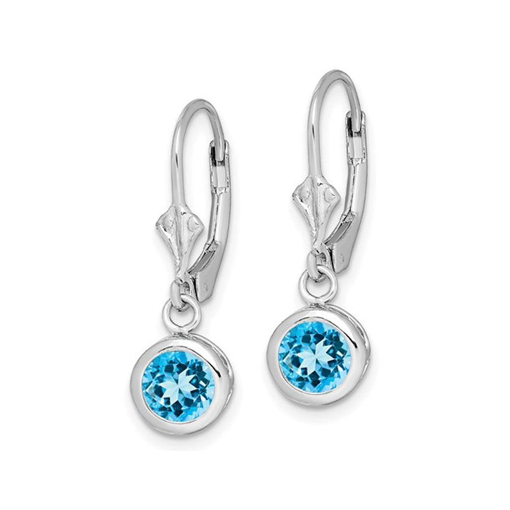 Blue Topaz Drop Earrings 2.00 Carat (ctw) in Sterling Silver Image 2