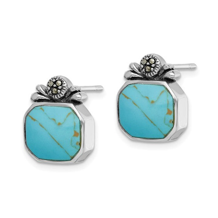 Sterling Silver Square Turquoise Post Earrings Image 2