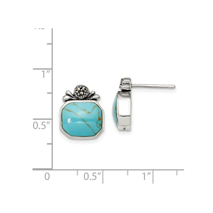 Sterling Silver Square Turquoise Post Earrings Image 4